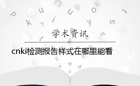 cnki检测报告样式在哪里能看