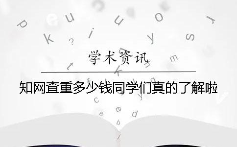 知网查重多少钱同学们真的了解啦